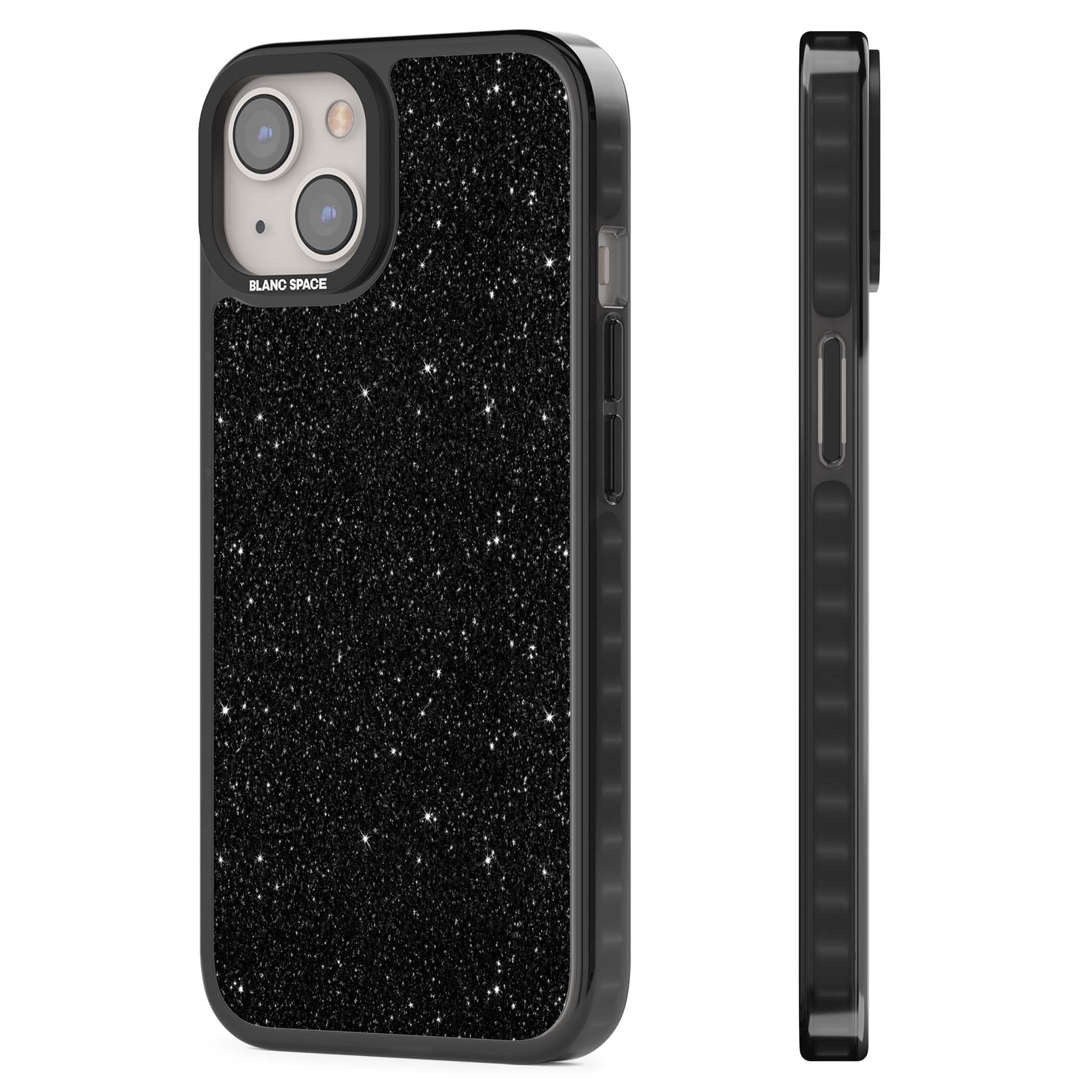 Black Glitter black glitter iPhone case featuring an all-over sparkly shimmer pattern on a jet black base | Black Impact Magsafe case for iPhone 13, iPhone 14, iPhone 15