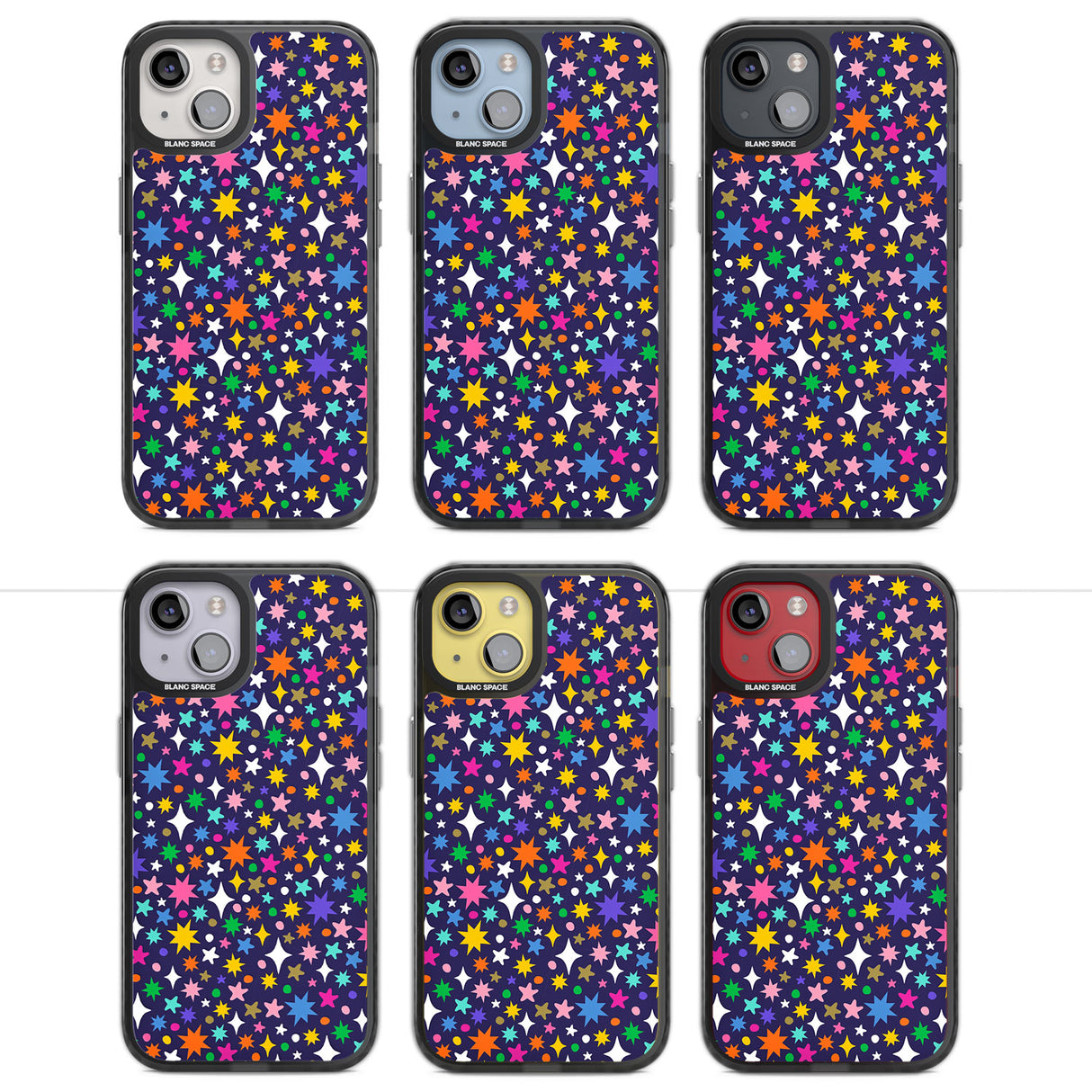 Rainbow Starburst (Purple) Magsafe Black Impact Phone Case for iPhone 13, iPhone 14, iPhone 15