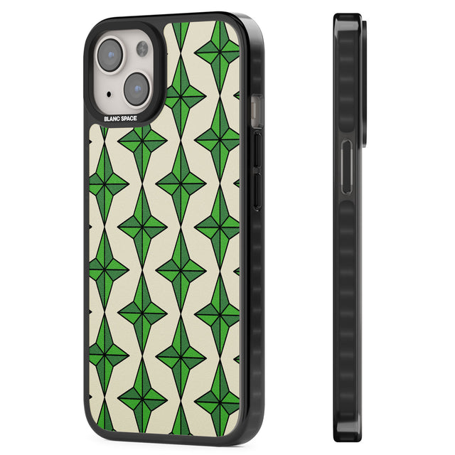 Emerald Stars Pattern Magsafe Black Impact Phone Case for iPhone 13, iPhone 14, iPhone 15
