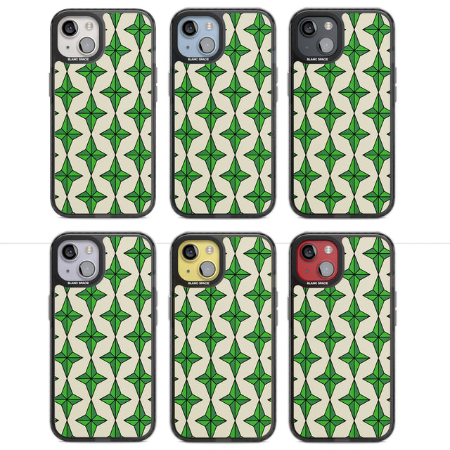 Emerald Stars Pattern Magsafe Black Impact Phone Case for iPhone 13, iPhone 14, iPhone 15