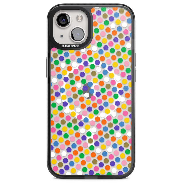Multicolour Polka-dot Fiesta Magsafe Black Impact Phone Case for iPhone 13, iPhone 14, iPhone 15