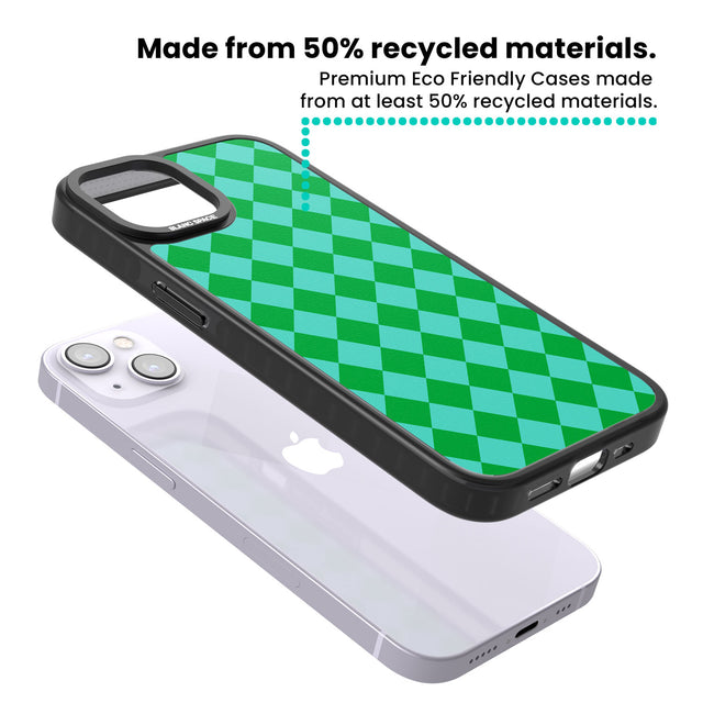 Retro Green Diamond Plaid Magsafe Black Impact Phone Case for iPhone 13, iPhone 14, iPhone 15