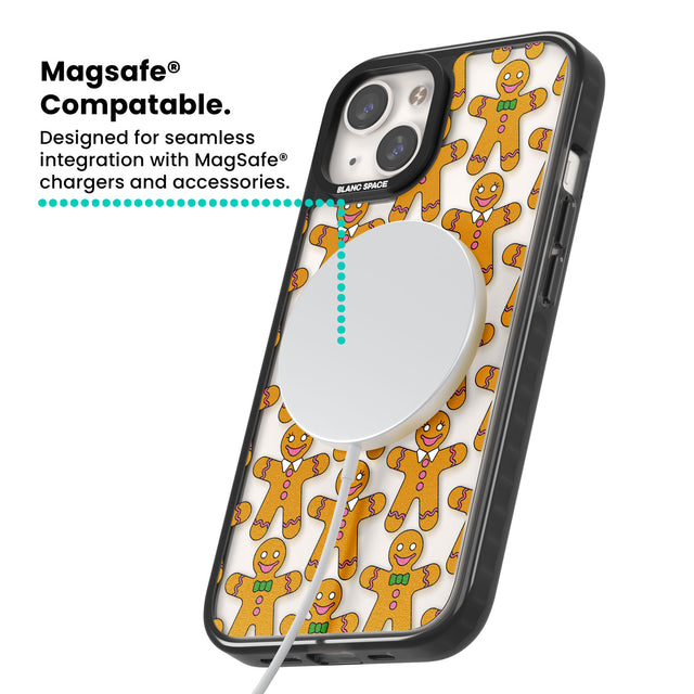 Gingerbread Cookie Pattern Magsafe Black Impact Phone Case for iPhone 13, iPhone 14, iPhone 15
