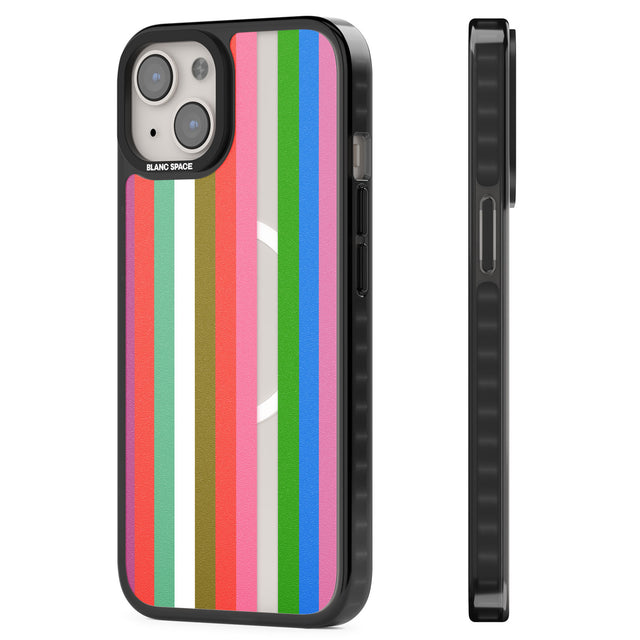 Vibrant Stripes Magsafe Black Impact Phone Case for iPhone 13, iPhone 14, iPhone 15
