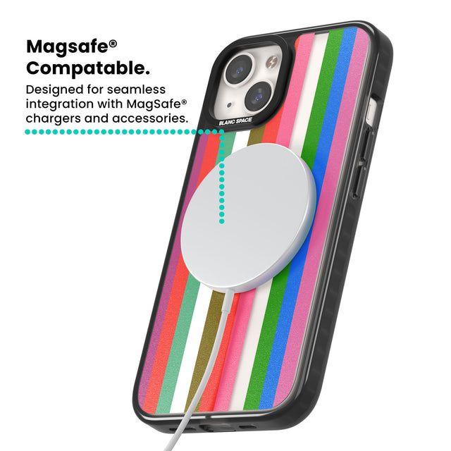 Vibrant Stripes Magsafe Black Impact Phone Case for iPhone 13, iPhone 14, iPhone 15