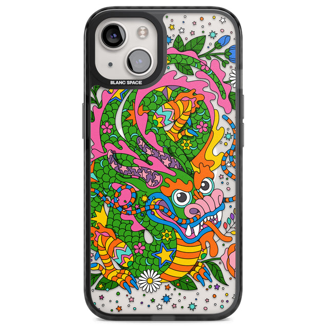 Psychedelic Jungle Dragon Magsafe Black Impact Phone Case for iPhone 13, iPhone 14, iPhone 15