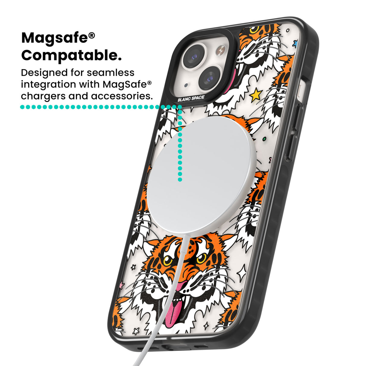 Fierce Jungle Tigers Magsafe Black Impact Phone Case for iPhone 13, iPhone 14, iPhone 15