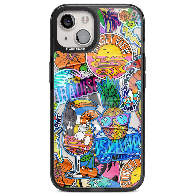 Tropical Vibes Collage Magsafe Black Impact Phone Case for iPhone 13, iPhone 14, iPhone 15
