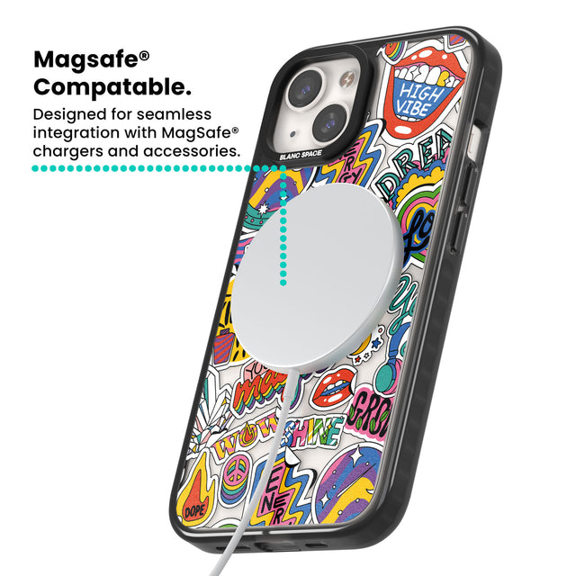 Magic Sticker Collage Magsafe Black Impact Phone Case for iPhone 13, iPhone 14, iPhone 15