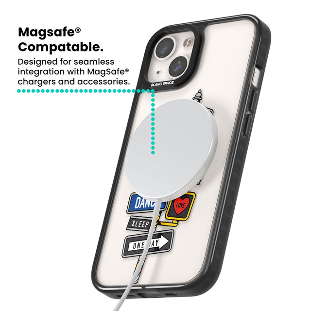 Mood Street Signs Magsafe Black Impact Phone Case for iPhone 13, iPhone 14, iPhone 15