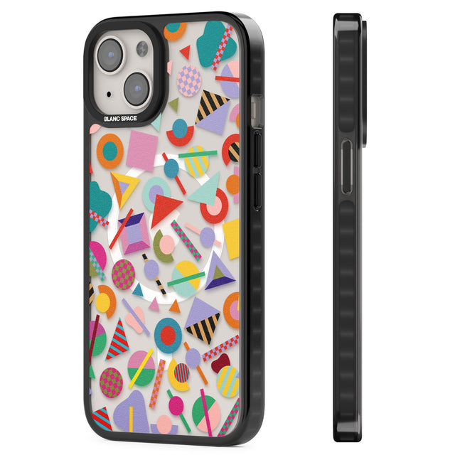 Retro Carnival Shapes Magsafe Black Impact Phone Case for iPhone 13, iPhone 14, iPhone 15