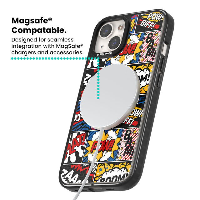 Onomatopoeia Magsafe Black Impact Phone Case for iPhone 13, iPhone 14, iPhone 15