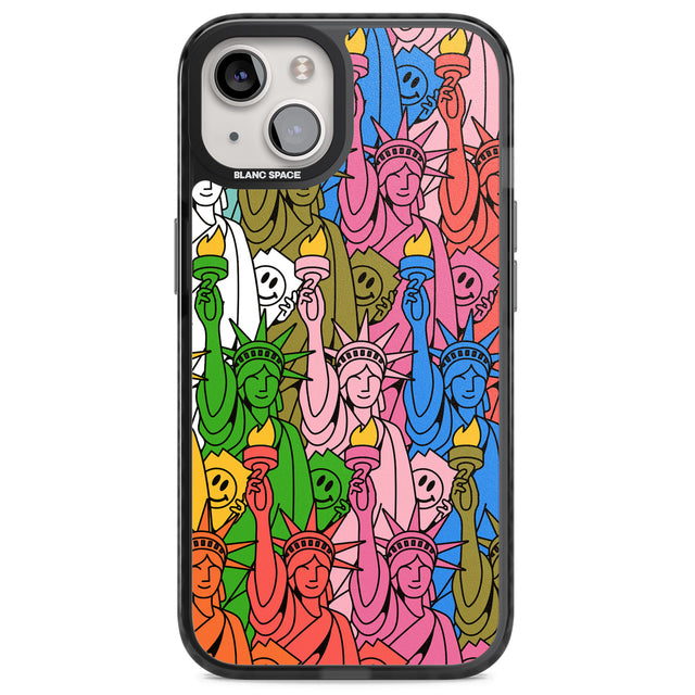 Multicolour Liberty Pattern Magsafe Black Impact Phone Case for iPhone 13, iPhone 14, iPhone 15