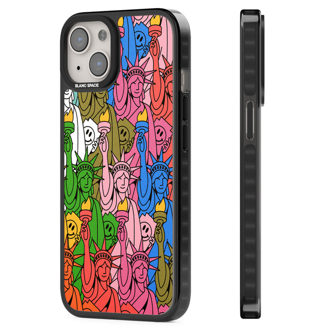 Multicolour Liberty Pattern Magsafe Black Impact Phone Case for iPhone 13, iPhone 14, iPhone 15