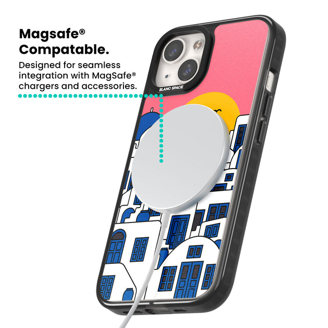 Santorini Sunset Magsafe Black Impact Phone Case for iPhone 13, iPhone 14, iPhone 15