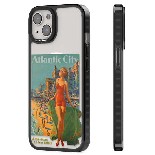 Atlantic City Vacation Poster Magsafe Black Impact Phone Case for iPhone 13, iPhone 14, iPhone 15