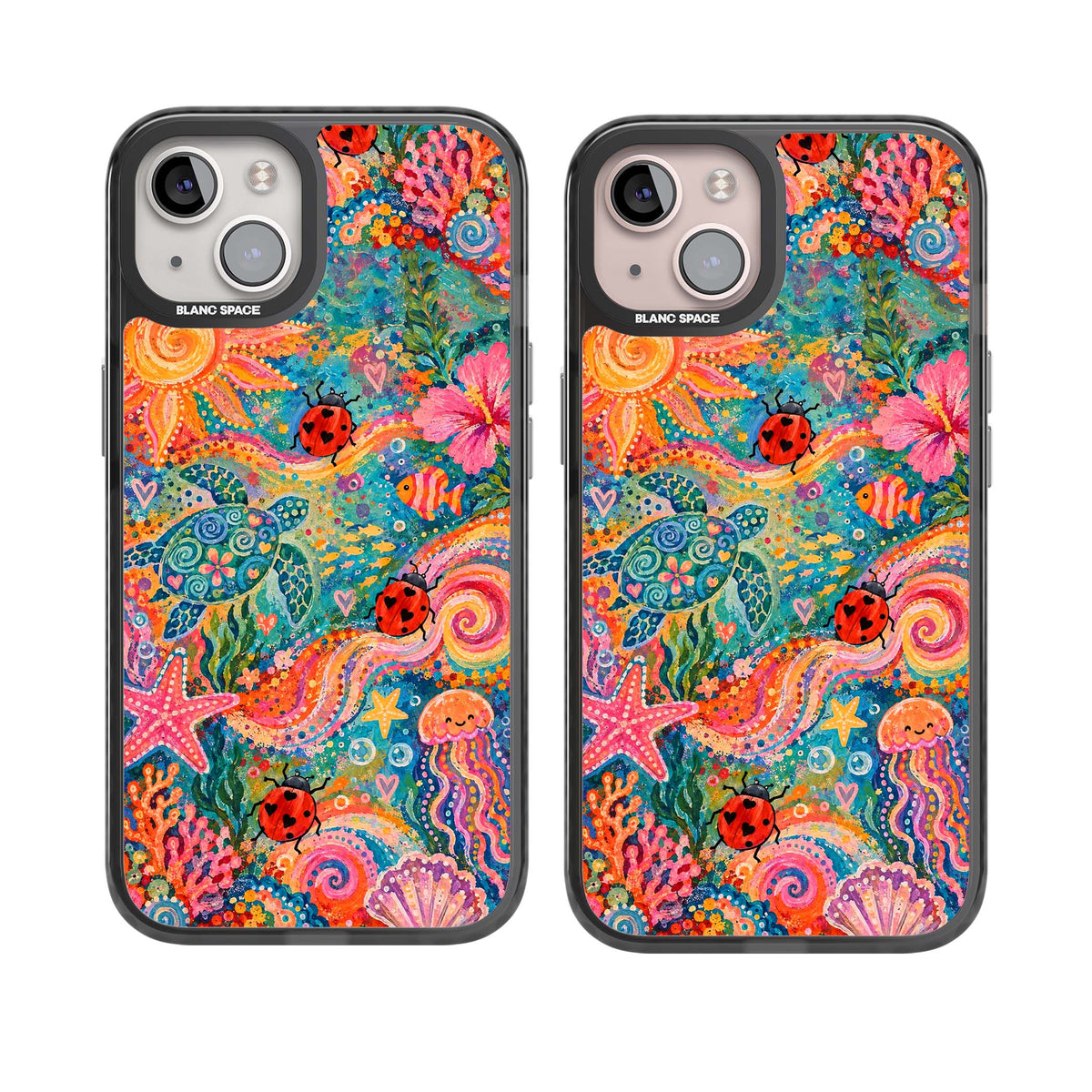 Coral Whimsy for her iPhone case | Black Impact Magsafe case for iPhone 13, iPhone 14, iPhone 15