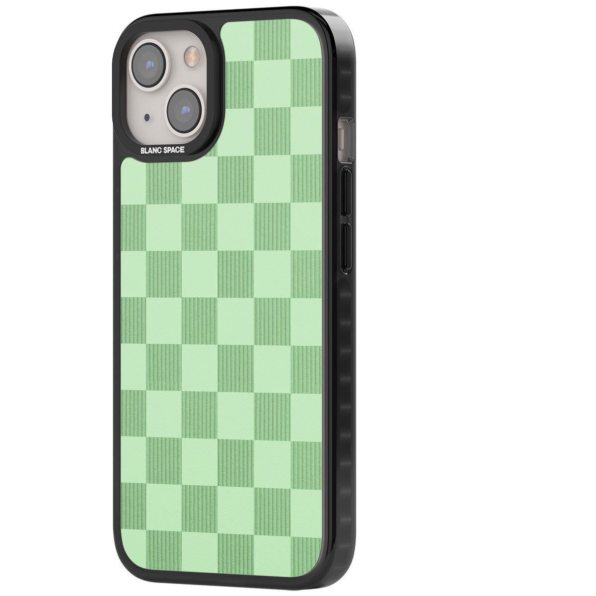 Seafoam Checkered iPhone 12 / 12 Pro / iPhone 13 / iPhone 14 / iPhone 14 Plus / iPhone 15 / iPhone 15 Plus Impact Black Phone Case side