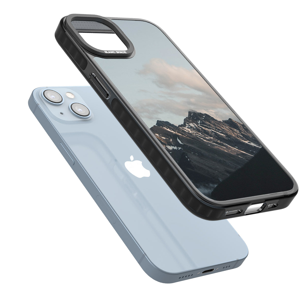 Twilight Mountain iPhone 12 / 12 Pro / iPhone 13 / iPhone 14 / iPhone 14 Plus / iPhone 15 / iPhone 15 Plus Impact Black Phone Case angled