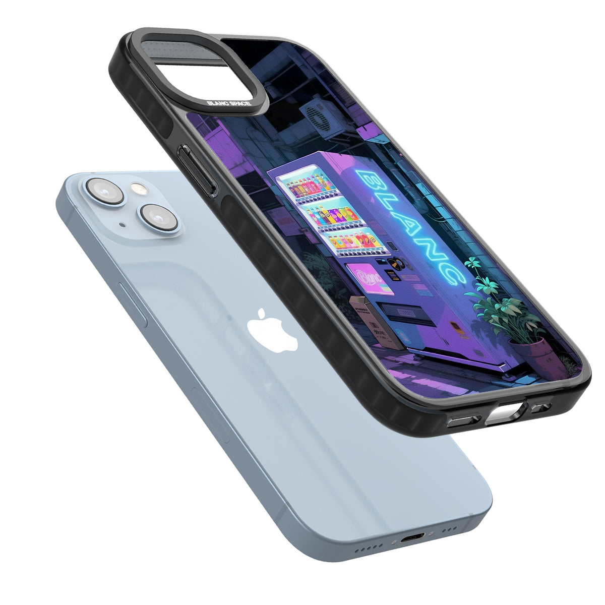 Shibuya Glow iPhone 12 / 12 Pro / iPhone 13 / iPhone 14 / iPhone 14 Plus / iPhone 15 / iPhone 15 Plus Impact Black Phone Case angled