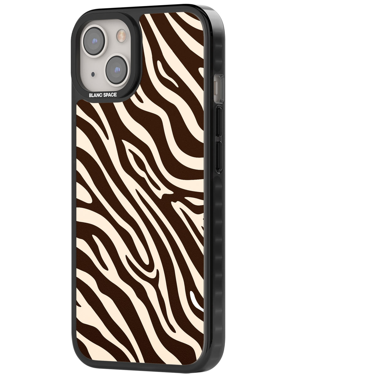 Mocha Zebra iPhone 12 / 12 Pro / iPhone 13 / iPhone 14 / iPhone 14 Plus / iPhone 15 / iPhone 15 Plus Impact Black Phone Case side