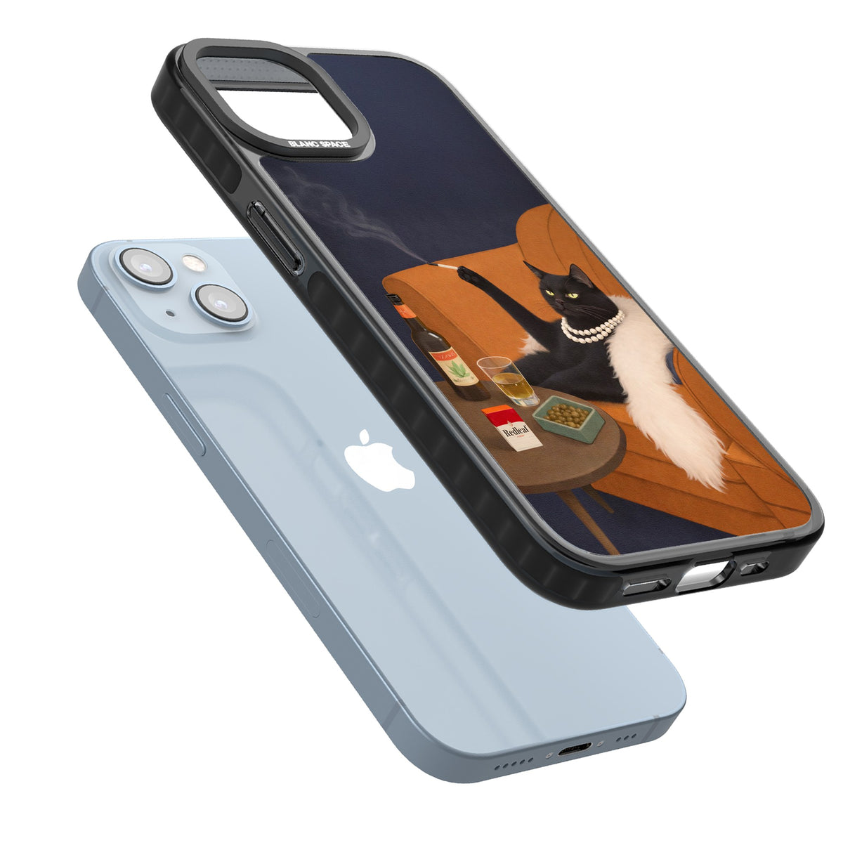 Spoiled Rotten Cat iPhone 12 / 12 Pro / iPhone 13 / iPhone 14 / iPhone 14 Plus / iPhone 15 / iPhone 15 Plus Impact Black Phone Case angled