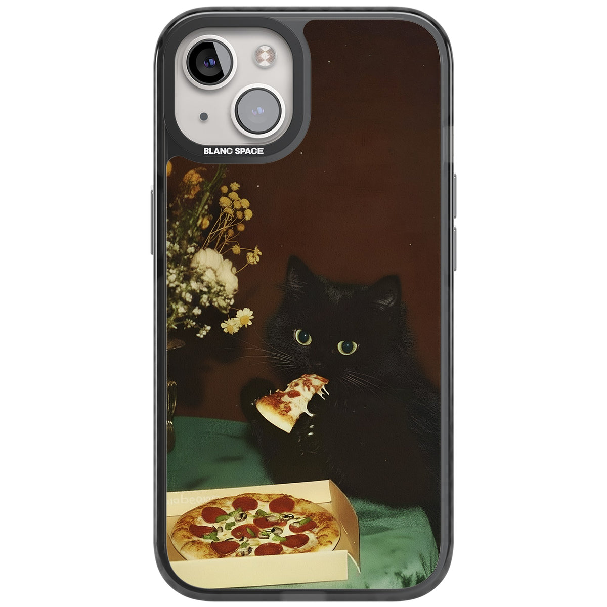 Late Night Snack Cat iPhone 12 / 12 Pro / iPhone 13 / iPhone 14 / iPhone 14 Plus / iPhone 15 / iPhone 15 Plus Impact Black Phone Case front