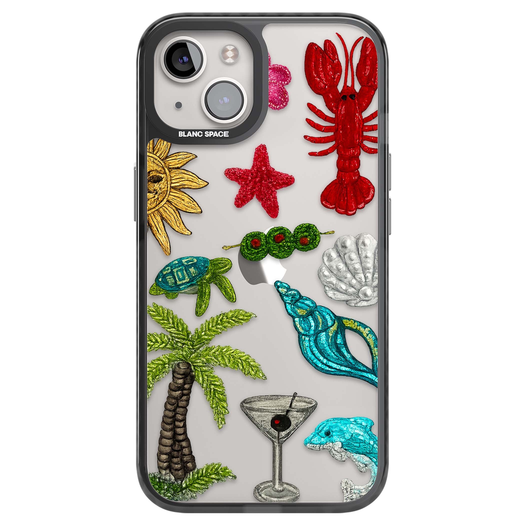 Painted Coastal Pattern coastal iPhone case | Black Impact case for iPhone 13, iPhone 14, iPhone 15