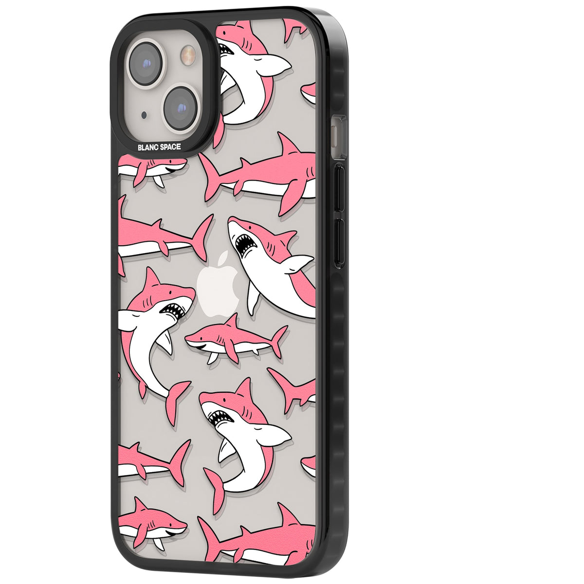 Bubblegum Sharks iPhone 12 / 12 Pro / iPhone 13 / iPhone 14 / iPhone 14 Plus / iPhone 15 / iPhone 15 Plus Impact Black Phone Case side