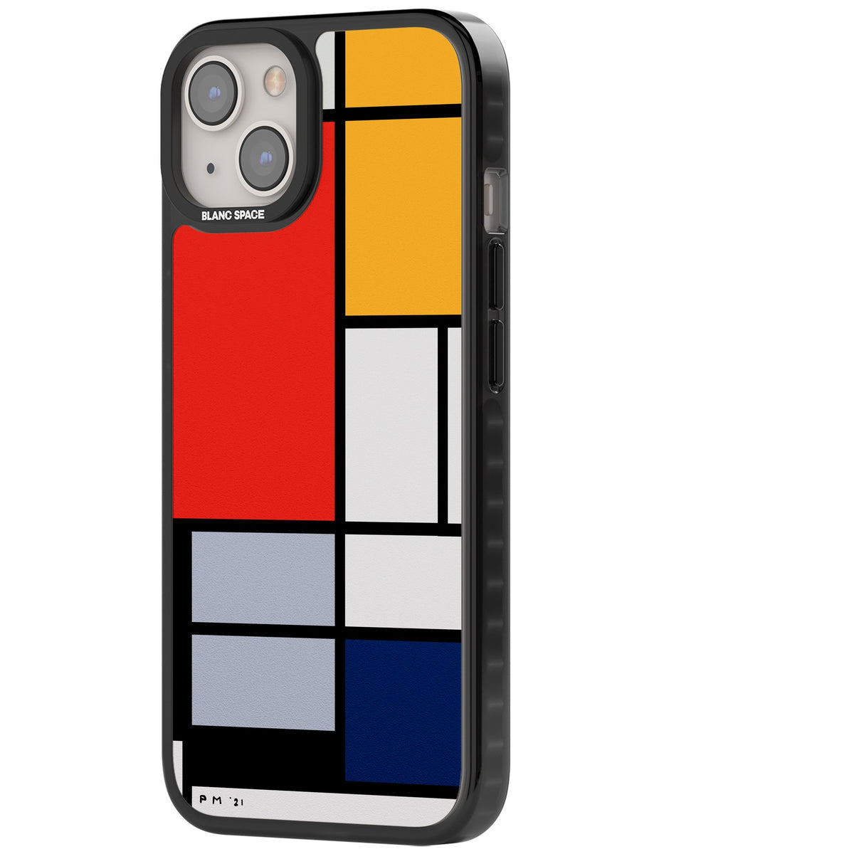 Piet Mondrian's Composition iPhone 12 / 12 Pro / iPhone 13 / iPhone 14 / iPhone 14 Plus / iPhone 15 / iPhone 15 Plus Impact Black Phone Case side
