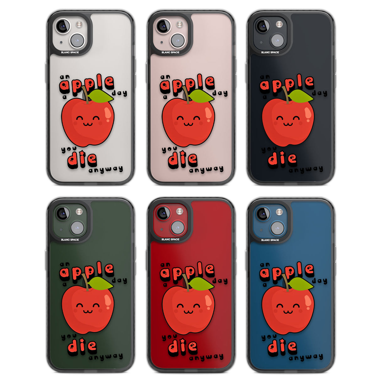 An Apple a Day Black Impact Phone Case for iPhone 13, iPhone 14, iPhone 15