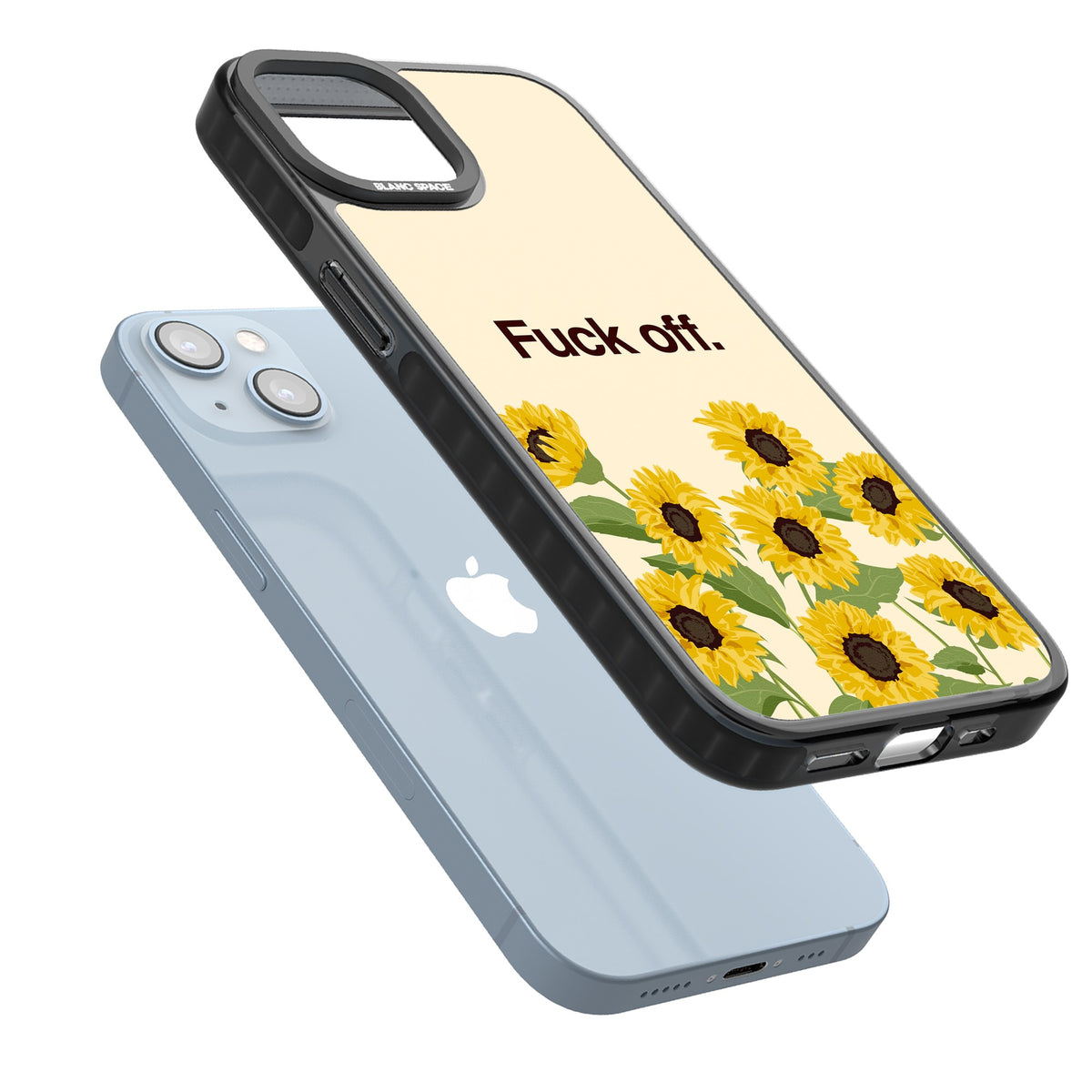 F*ck Off iPhone 12 / 12 Pro / iPhone 13 / iPhone 14 / iPhone 14 Plus / iPhone 15 / iPhone 15 Plus Impact Black Phone Case angled