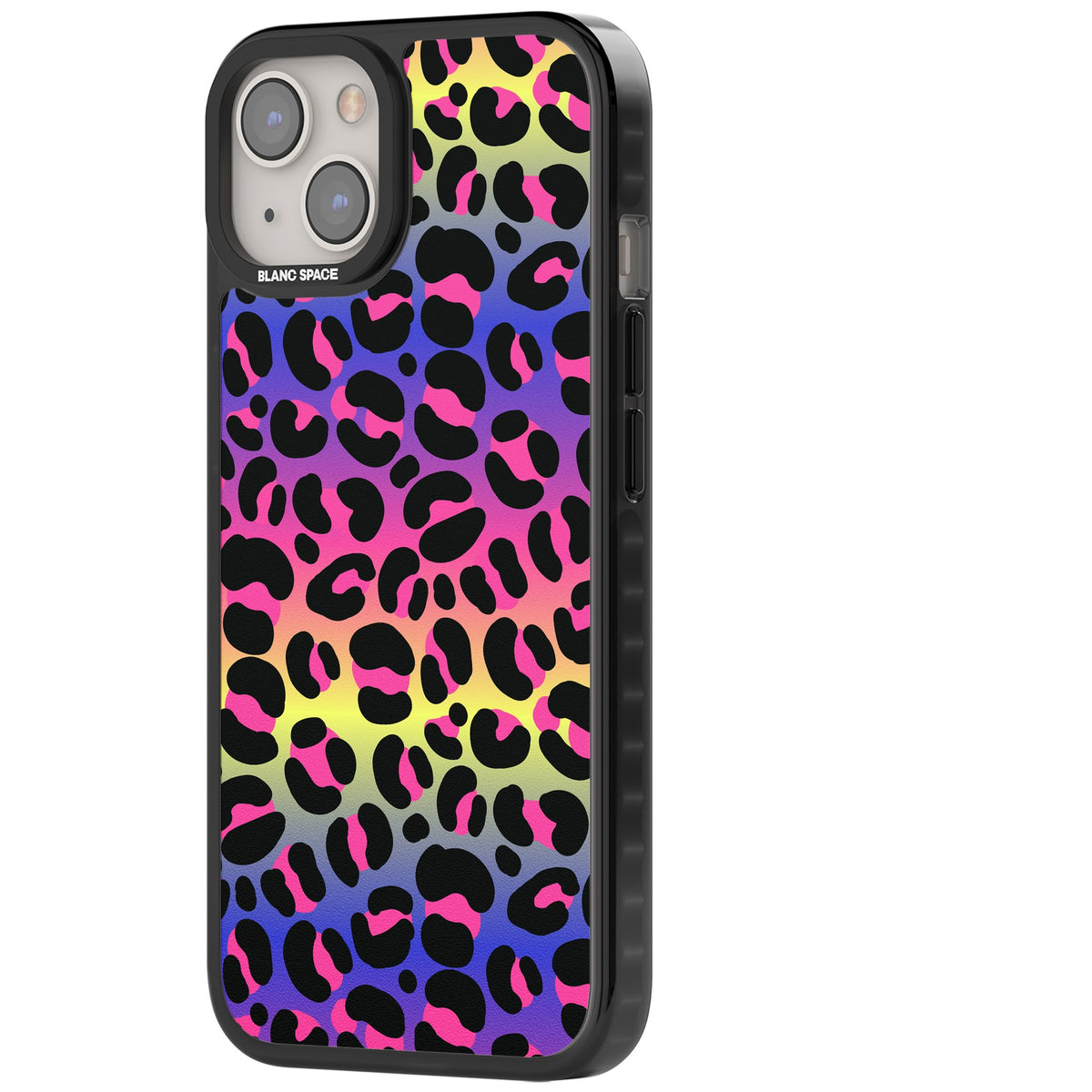 Rainbow Gradient Leopard iPhone 12 / 12 Pro / iPhone 13 / iPhone 14 / iPhone 14 Plus / iPhone 15 / iPhone 15 Plus Impact Black Phone Case side