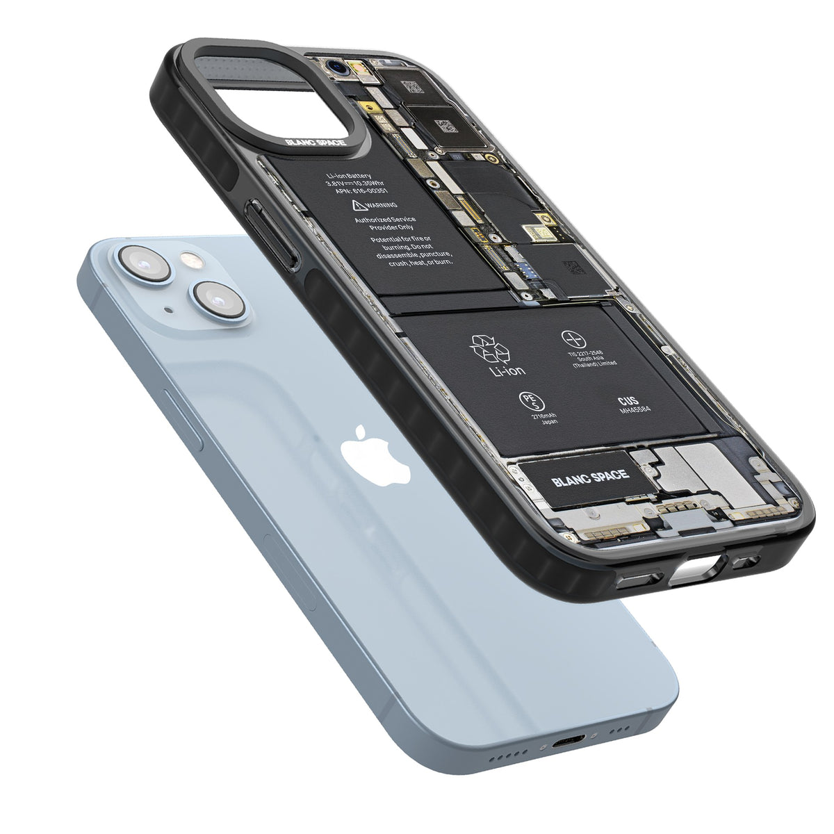 Circuit Board iPhone 12 / 12 Pro / iPhone 13 / iPhone 14 / iPhone 14 Plus / iPhone 15 / iPhone 15 Plus Impact Black Phone Case angled