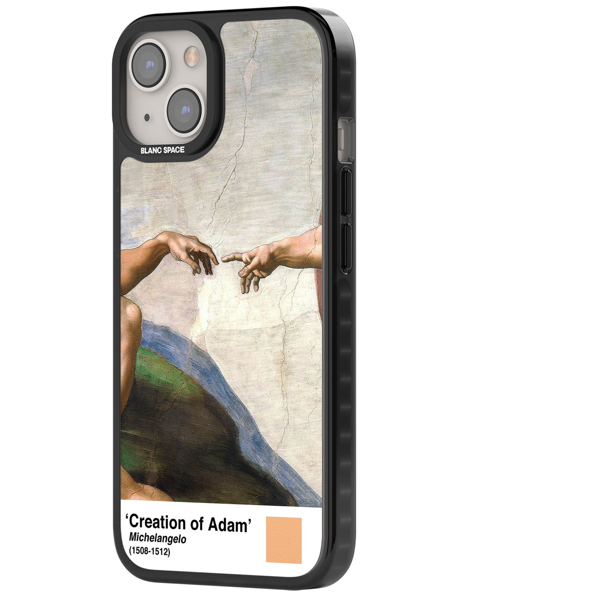 Creation Of Adam iPhone 12 / 12 Pro / iPhone 13 / iPhone 14 / iPhone 14 Plus / iPhone 15 / iPhone 15 Plus Impact Black Phone Case side