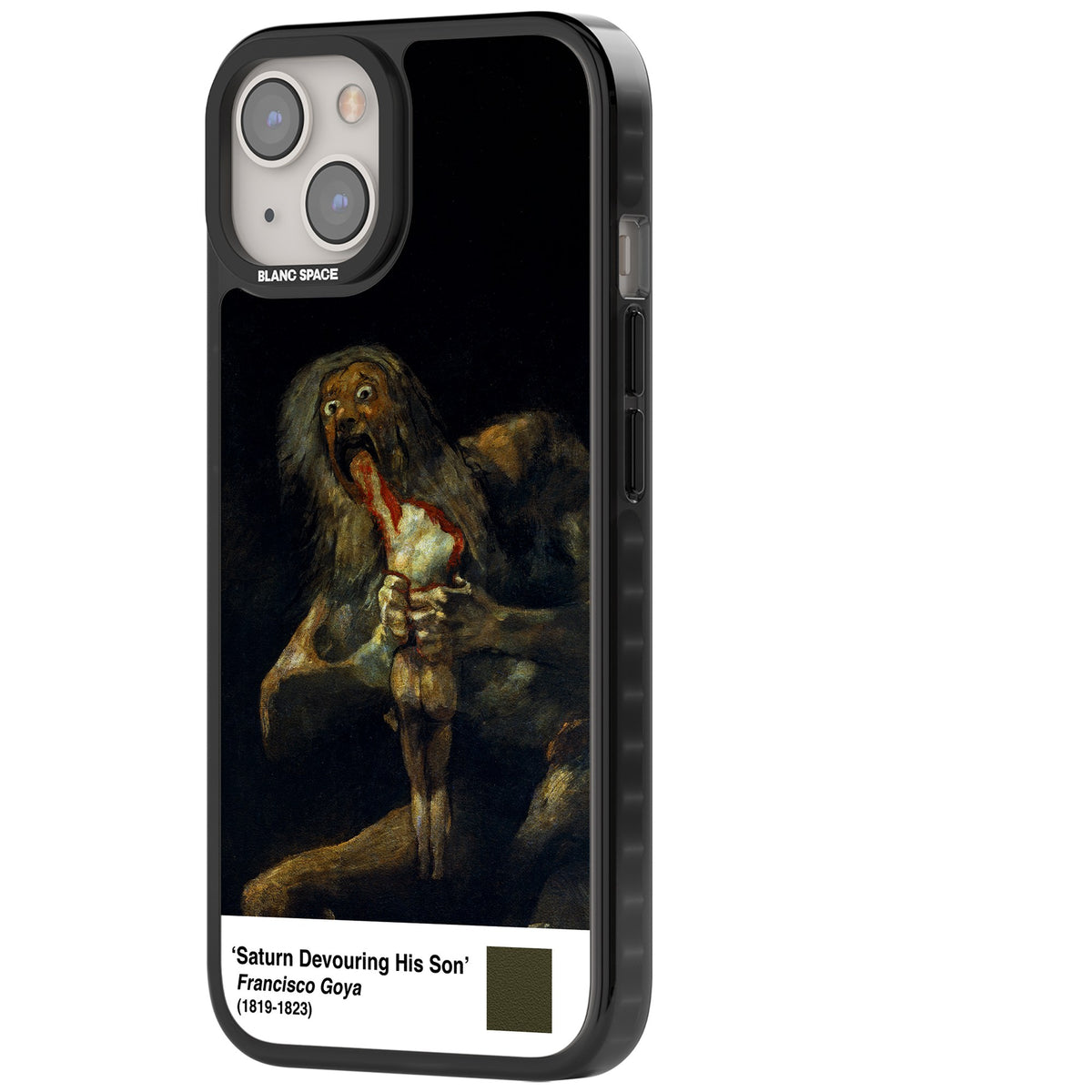 Saturn Devouring His Son iPhone 12 / 12 Pro / iPhone 13 / iPhone 14 / iPhone 14 Plus / iPhone 15 / iPhone 15 Plus Impact Black Phone Case side