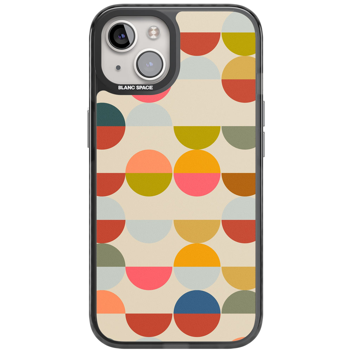 Colorful Retro Circles iPhone 12 / 12 Pro / iPhone 13 / iPhone 14 / iPhone 14 Plus / iPhone 15 / iPhone 15 Plus Impact Black Phone Case front