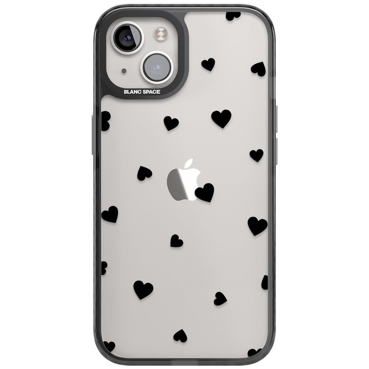 Black Hearts iPhone 12 / 12 Pro / iPhone 13 / iPhone 14 / iPhone 14 Plus / iPhone 15 / iPhone 15 Plus Impact Black Phone Case front