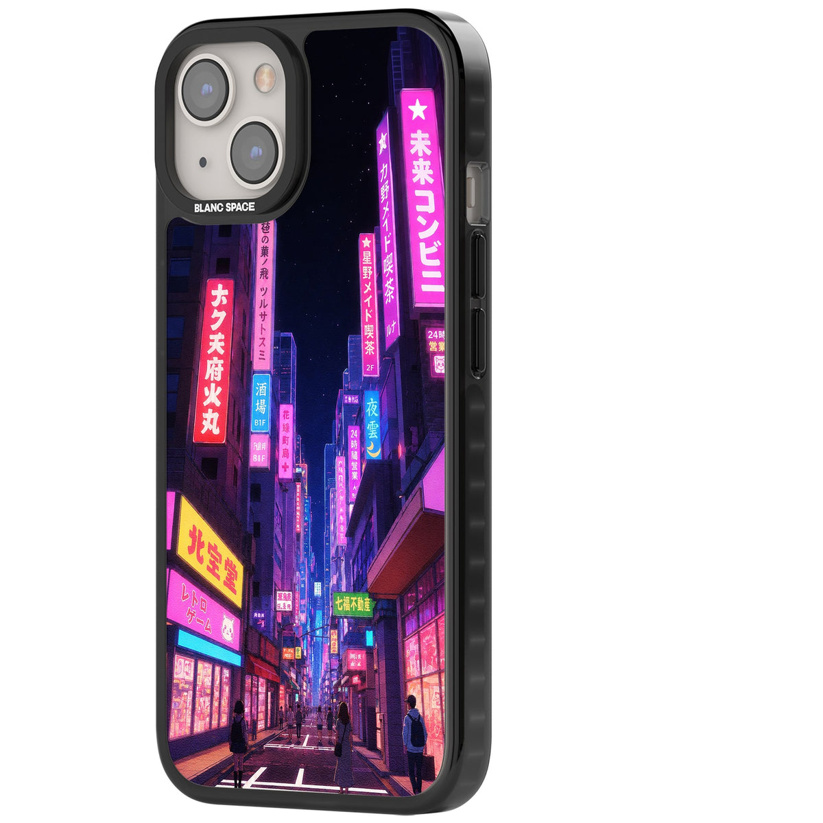 Shibuya At Night iPhone 12 / 12 Pro / iPhone 13 / iPhone 14 / iPhone 14 Plus / iPhone 15 / iPhone 15 Plus Impact Black Phone Case side