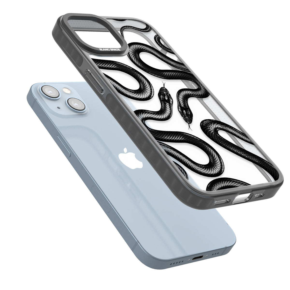 Black Kingsnake iPhone 15 Plus Impact Black Phone Case angled