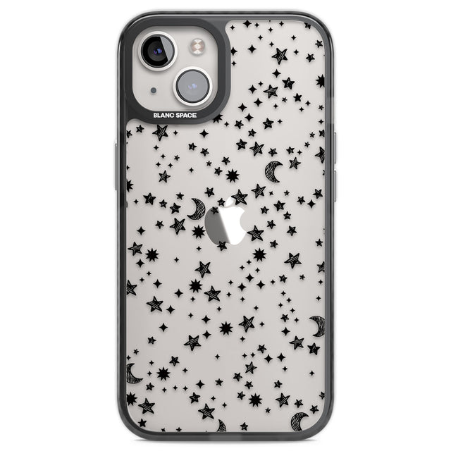 Black Cosmic Galaxy Pattern Black Impact Phone Case for iPhone 13, iPhone 14, iPhone 15