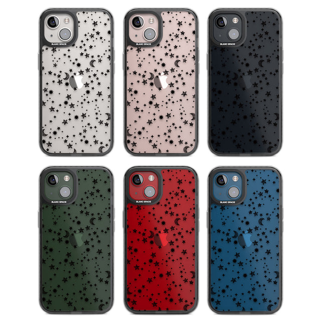 Black Cosmic Galaxy Pattern Black Impact Phone Case for iPhone 13, iPhone 14, iPhone 15