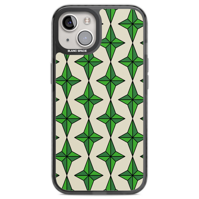 Emerald Stars Pattern Black Impact Phone Case for iPhone 13, iPhone 14, iPhone 15