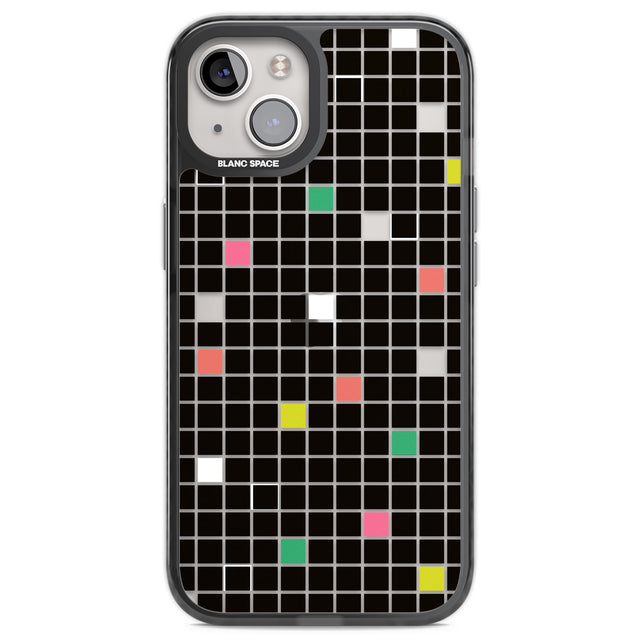 Vibrant Black Geometric Grid Black Impact Phone Case for iPhone 13, iPhone 14, iPhone 15