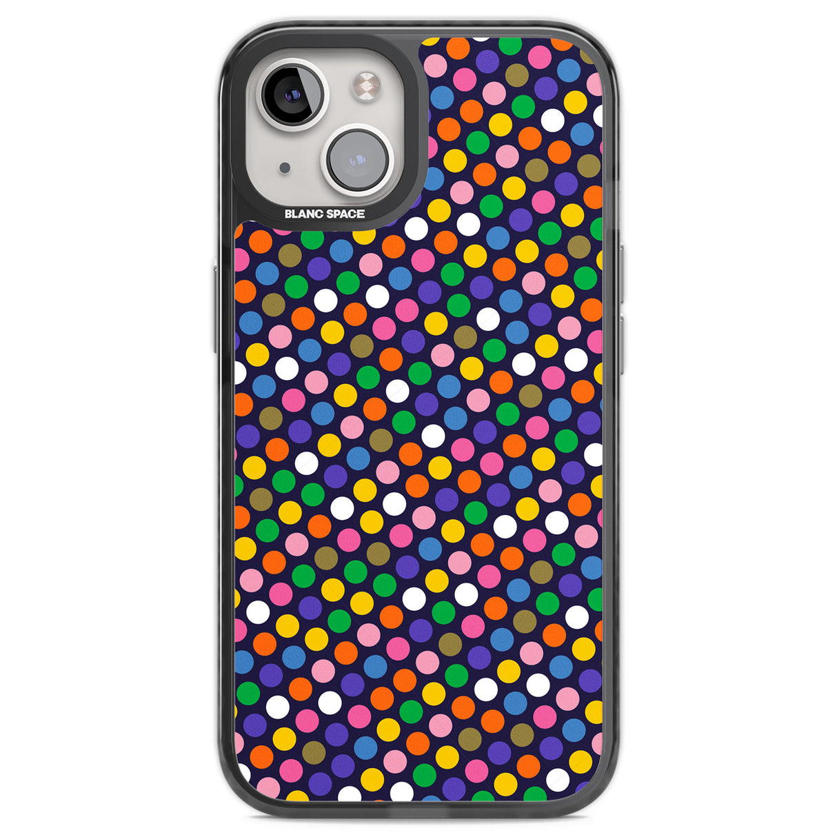 Multicolour Polka-dot Fiesta (Purple) Black Impact Phone Case for iPhone 13, iPhone 14, iPhone 15