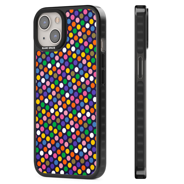 Multicolour Polka-dot Fiesta (Purple) Black Impact Phone Case for iPhone 13, iPhone 14, iPhone 15