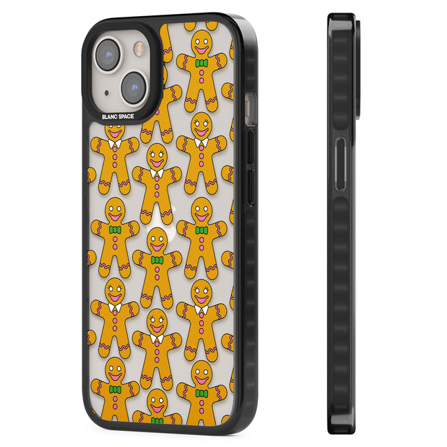 Gingerbread Cookie Pattern Black Impact Phone Case for iPhone 13, iPhone 14, iPhone 15
