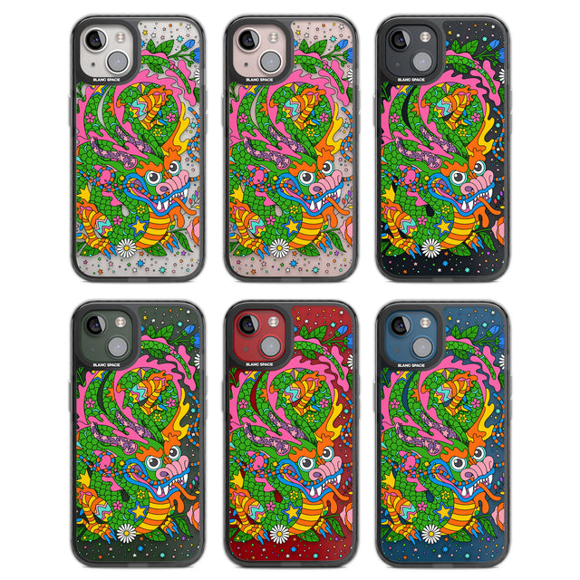 Psychedelic Jungle Dragon Black Impact Phone Case for iPhone 13, iPhone 14, iPhone 15