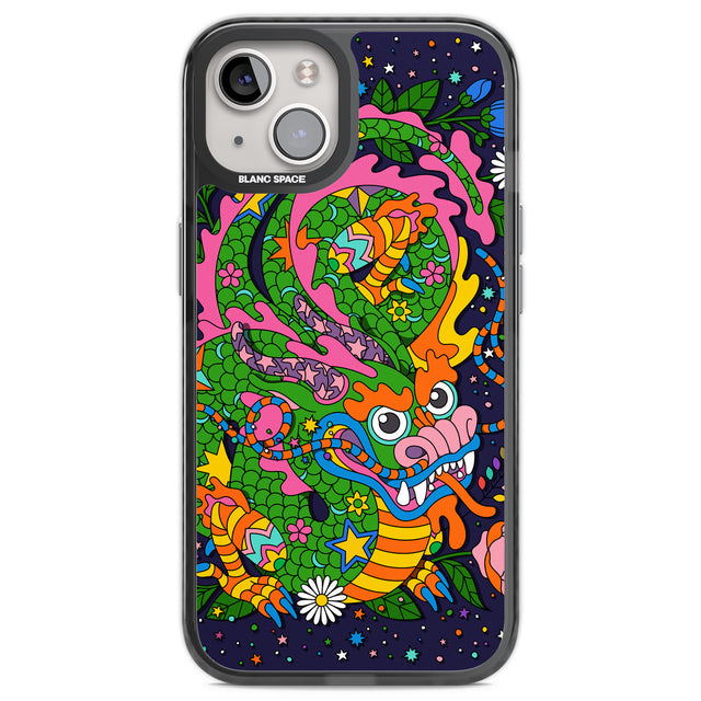 Psychedelic Jungle Dragon (Purple) Black Impact Phone Case for iPhone 13, iPhone 14, iPhone 15