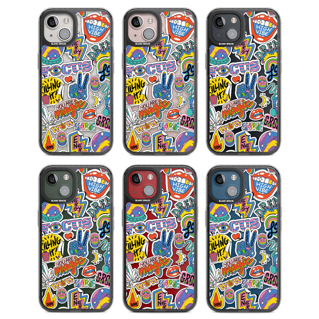 Magic Sticker Collage Black Impact Phone Case for iPhone 13, iPhone 14, iPhone 15